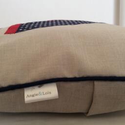 Applique Sailing Boat Pillow Patriotic Nautical Decor - thumbnail 3