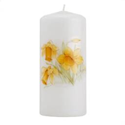 Daffodils Pillar Candle, Eco & Vegan Friendly, Slow Burning , Unscented. - Delivery Duty Paid To The Usa - thumbnail 1