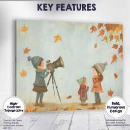 Autumn Children Nature Photography Adventure Illustration Canvas Wall Art Print Decor Picture Ready To Hang - thumbnail 1
