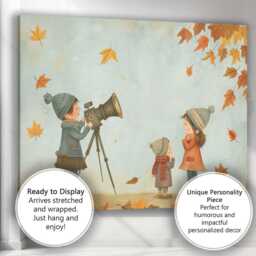 Autumn Children Nature Photography Adventure Illustration Canvas Wall Art Print Decor Picture Ready To Hang - thumbnail 3