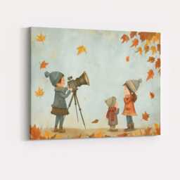 Autumn Children Nature Photography Adventure Illustration Canvas Wall Art Print Decor Picture Ready To Hang - thumbnail 4