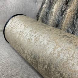 Diana Luxury Textured Bolster Brass Gold Duck Feather Cushion Included Contrasting Black Piping Designer Fabric High Quality - thumbnail 4