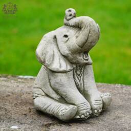 Elephant Stone Statue Outdoor Garden Ornament - African Large Animal Decoration British Gift - thumbnail 3
