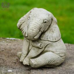 Elephant Stone Statue Outdoor Garden Ornament - African Large Animal Decoration British Gift - thumbnail 2