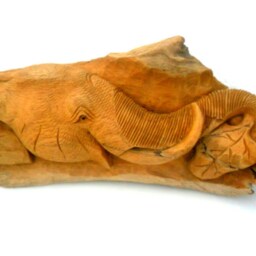 "Wood Carving Elephant Head Natural Teak Hand Carved Wooden Wall Hanging Handmade Art Home Decor/Gift 19"" X 10" - thumbnail 2