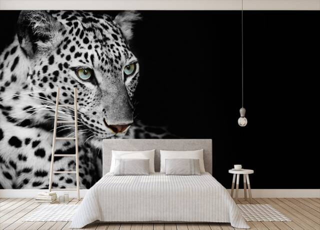 3D Leopard Wallpaper, Black Animal Wall Mural, Peel & Stick - image 1