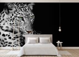 3D Leopard Wallpaper, Black Animal Wall Mural, Peel & Stick