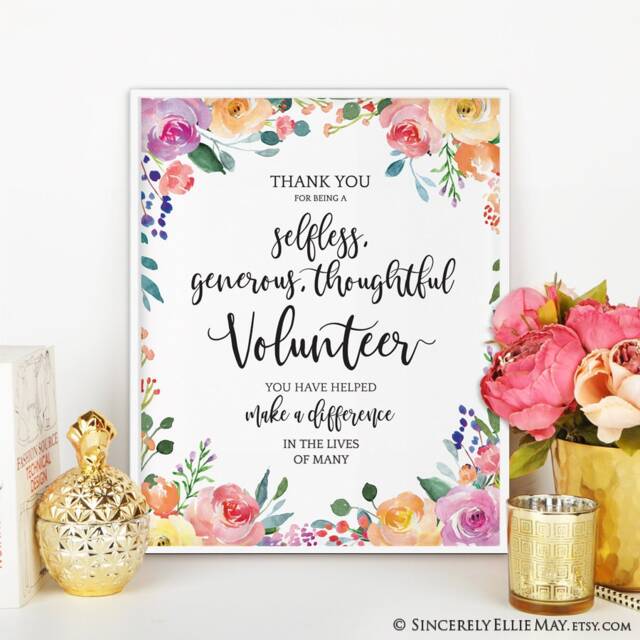 Volunteer Gifts Thank You - Appreciation Printable, You Print Office Wall Art & Gratitude Sign With Inspirational Quote 40285 - image 1