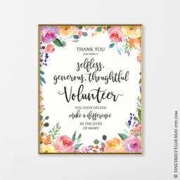 Volunteer Gifts Thank You - Appreciation Printable, You Print Office Wall Art & Gratitude Sign With Inspirational Quote 40285 - thumbnail 2