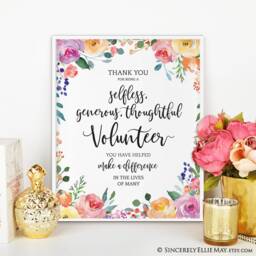 Volunteer Gifts Thank You - Appreciation Printable, You Print Office Wall Art & Gratitude Sign With Inspirational Quote 40285 - thumbnail 1
