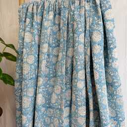 Kantha Stitch Pure Cotton Reversible Bed/Sofa Throw King Size - Handmade Handprinted Floral Dohar White Blue Garden Bloom Daisy - thumbnail 3