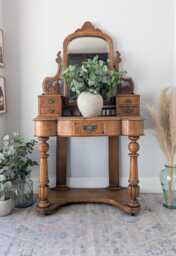 Victorian Burr Walnut Duchess Dressing Table, Desk, Console - thumbnail 1