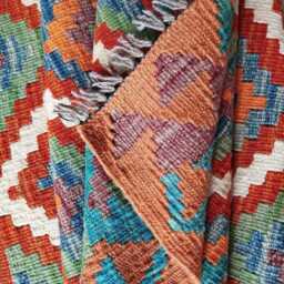 Classic Kilim Rug, Handmade Artisan Afghan Turkish Scandinavian Navajo Bohemian Wool Flatweave Multicolour Rug 124x88 cm - thumbnail 4