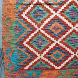 Classic Kilim Rug, Handmade Artisan Afghan Turkish Scandinavian Navajo Bohemian Wool Flatweave Multicolour Rug 124x88 cm - thumbnail 2