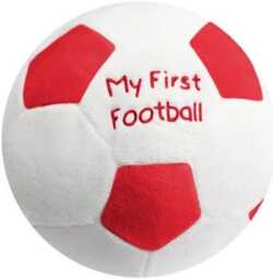 Red My 1st Football Baby Rattle Soft Fleece Ball Toy Toddler Shower Gift Sensory New Parents Fan - thumbnail 2