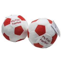 Red My 1st Football Baby Rattle Soft Fleece Ball Toy Toddler Shower Gift Sensory New Parents Fan - thumbnail 3