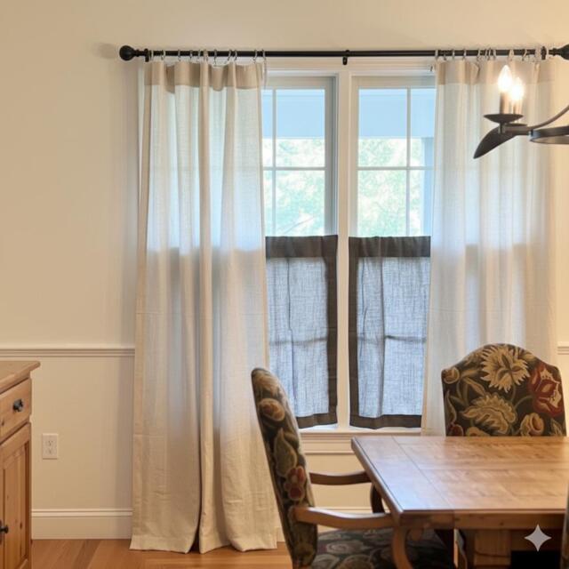 Linen Livingroom Curtains - 1 Panel Rod Pocket Curtain Tietop Drapery Panels Custom Size Cafe Pleated - image 1