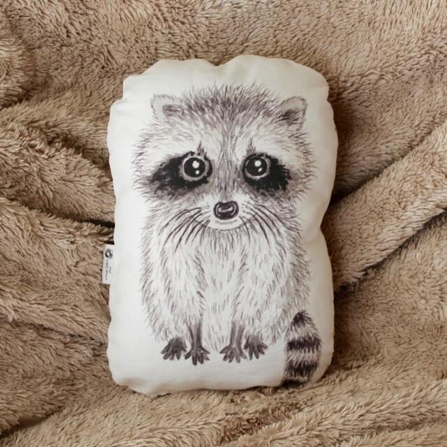 Watercolor Raccoon Pillow, Woodland Nursery Decor - image 1