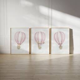 Set Of 3 Hot Air Balloon Animals Prints, Nursery, Playroom, Children's Poster, Girls Boys Bedroom, Kids Wall Art, A3 A4 Print - thumbnail 2
