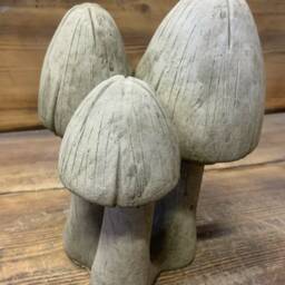 stone Garden Traditional 3 Toadstool Mushroom 2 Piece Concrete Ornament - thumbnail 4