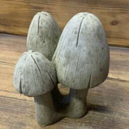 stone Garden Traditional 3 Toadstool Mushroom 2 Piece Concrete Ornament - thumbnail 3