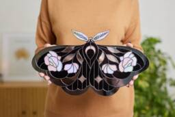 Floral Moth Stained Glass Wall Hanging Decorative Mirror Butterfly Art Unique Gift Idea Modern Boho Home Decor Window Suncatcher - thumbnail 1