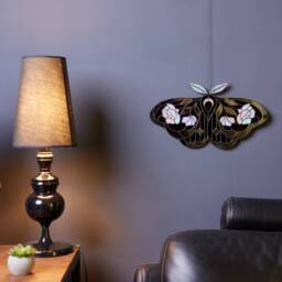 Floral Moth Stained Glass Wall Hanging Decorative Mirror Butterfly Art Unique Gift Idea Modern Boho Home Decor Window Suncatcher - thumbnail 3