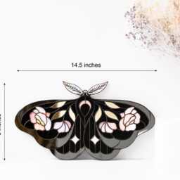 Floral Moth Stained Glass Wall Hanging Decorative Mirror Butterfly Art Unique Gift Idea Modern Boho Home Decor Window Suncatcher - thumbnail 2