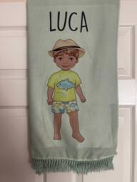 Personalized Kids Beach Towel Character Design With Tassels