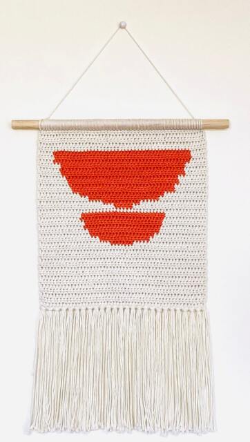 Terracotta Rock Tapestry To Hang On The Wall, Crochet Original Handmade Design, Boho Wall Pendant - image 1