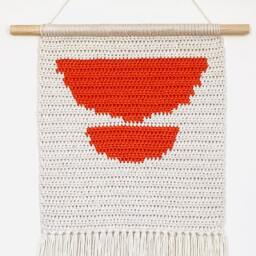 Terracotta Rock Tapestry To Hang On The Wall, Crochet Original Handmade Design, Boho Wall Pendant - thumbnail 2