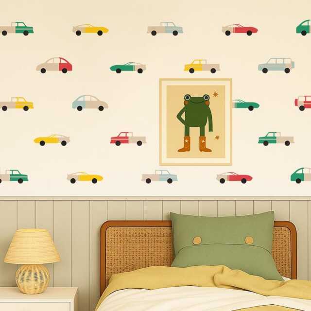 Cars & Trucks Wall Stickers For Kids' Bedroom, Nursery, Playroom - PVC-Free, No Odour Repositionable Peel Stick Fabric Decal - image 1