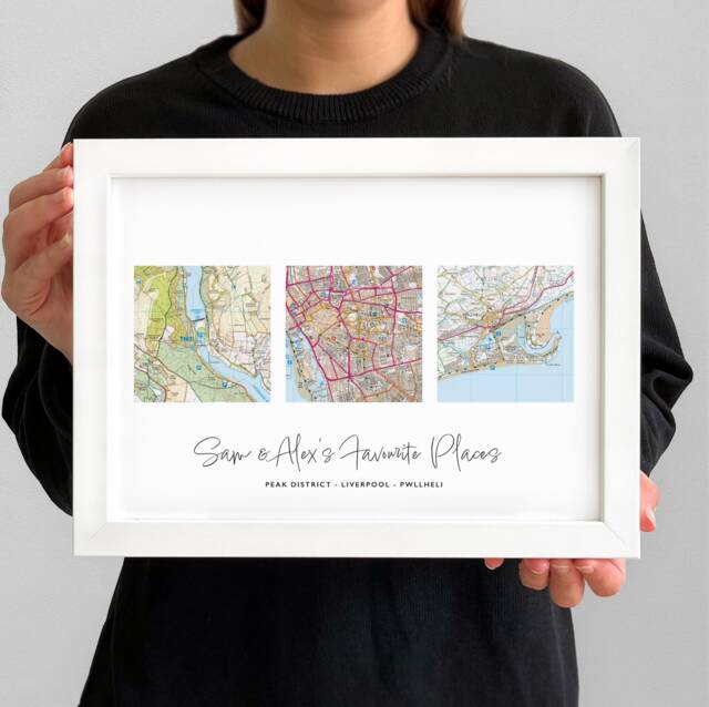 Personalised Favourite UK Places Map Print Home Os Maps Housewarming Journey Frame Keepsake Location Homeowner Squares A4 A3 - image 1