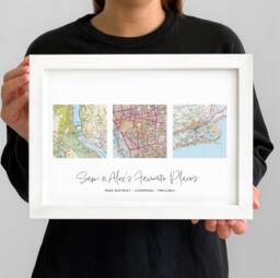 Personalised Favourite UK Places Map Print Home Os Maps Housewarming Journey Frame Keepsake Location Homeowner Squares A4 A3 - thumbnail 1