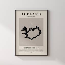 Iceland Map Vintage Abstract Wall Art Print Picasso + Matisse Inspired Travel Poster - thumbnail 1