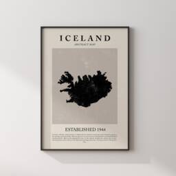 Iceland Map Vintage Abstract Wall Art Print Picasso + Matisse Inspired Travel Poster - thumbnail 3