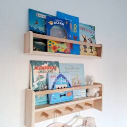 Hardwood Plywood Nursery Shelf With Pegs - Baby Room Decor - thumbnail 3