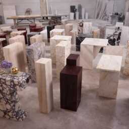 Handcrafted Solid Marble Cube Table - Designer Statement Piece - thumbnail 2