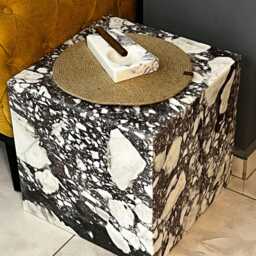 Handcrafted Solid Marble Cube Table - Designer Statement Piece - thumbnail 3