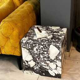 Handcrafted Solid Marble Cube Table - Designer Statement Piece - thumbnail 4