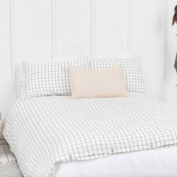 White & Black Check Linen Bedding Set, Includes Duvet & 2 Pillowcases - thumbnail 2