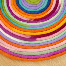 Handmade Felted Wool Area Rug Multicolored Spiral Mat - 78cm - thumbnail 3