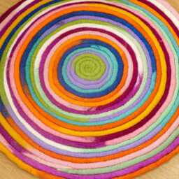 Handmade Felted Wool Area Rug Multicolored Spiral Mat - 78cm - thumbnail 2