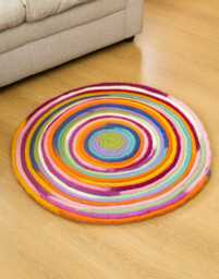 Handmade Felted Wool Area Rug Multicolored Spiral Mat - 78cm - thumbnail 1
