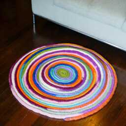 Handmade Felted Wool Area Rug Multicolored Spiral Mat - 78cm - thumbnail 4