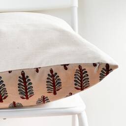 "Block Print Pillow Cover Floral Batik, Natural Dyed - 20"" X 20" - thumbnail 3