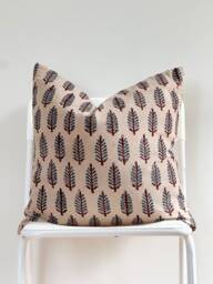 "Block Print Pillow Cover Floral Batik, Natural Dyed - 20"" X 20" - thumbnail 1