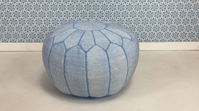 Yakiti - Round Cactus Silk Pouf, Natural Fiber, Home Decor, Interior Design, Floor Cushions, Sabra Poufs, Silk, Agave - image 1