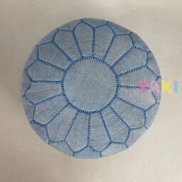 Yakiti - Round Cactus Silk Pouf, Natural Fiber, Home Decor, Interior Design, Floor Cushions, Sabra Poufs, Silk, Agave - thumbnail 2