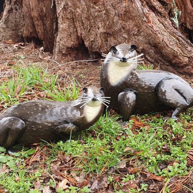 Hand Crafted Otter Garden Sculpture, Metal Statue Ornament, Garden Decoration - image 1